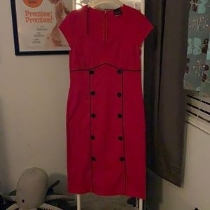 Folter Red Cap Sleeve Pencil Dress